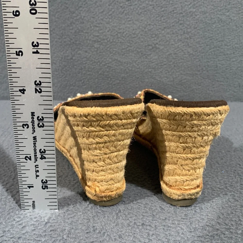 Y2K Fairy Espadrille Wedge Mules Women 8.5 Beaded Brocade Boho Artisan Sandals